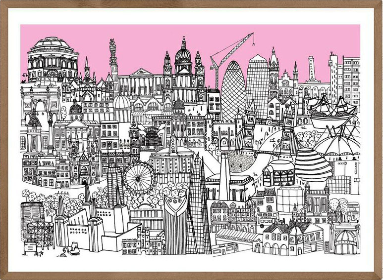London Jungle Art Print (Pink)
